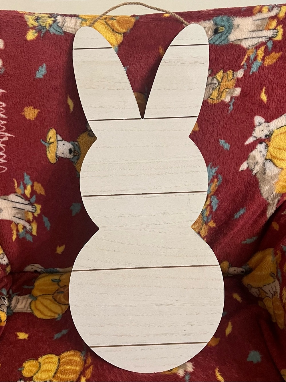 Natural Wooden Bunny Wall Hanging